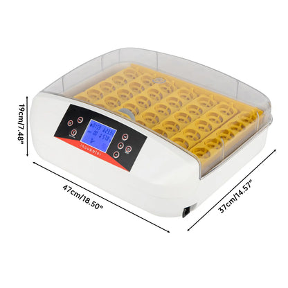 48-Egg Incubator 110V, Fully Automatic with Egg Turner & Temperature/Humidity Control, Clear Lid with LED Candler and Storage, for Hatching Chicken, Duck, Quail Eggs
