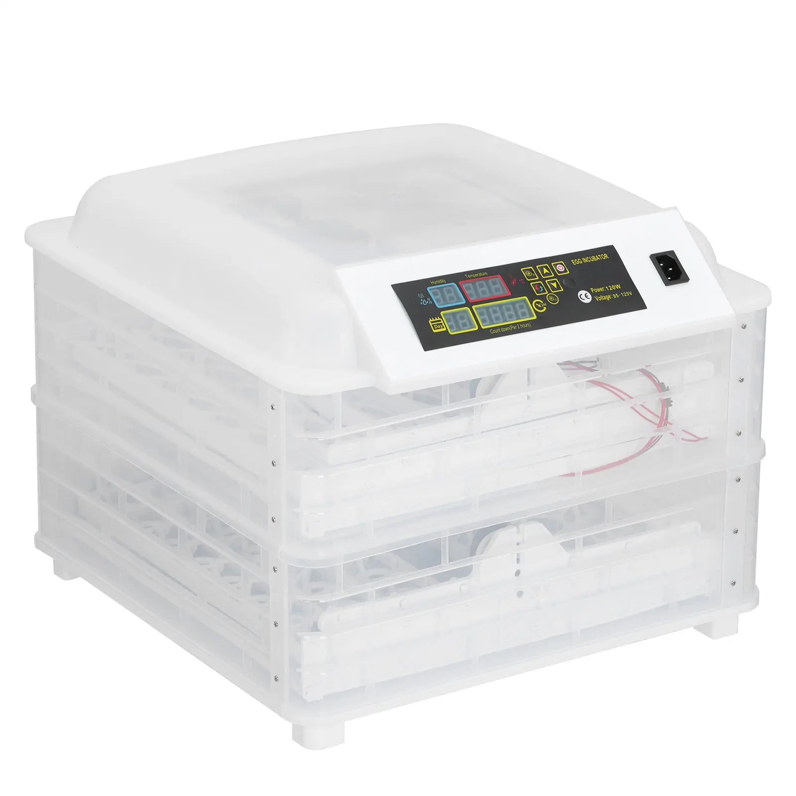 48-Egg Incubator 110V, Fully Automatic with Egg Turner & Temperature/Humidity Control, Clear Lid with LED Candler and Storage, for Hatching Chicken, Duck, Quail Eggs