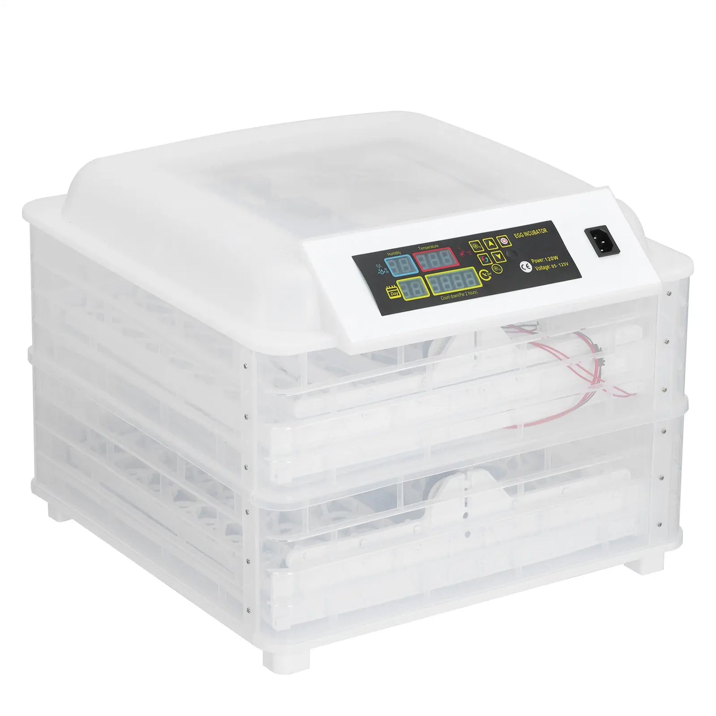 48-Egg Incubator 110V, Fully Automatic with Egg Turner & Temperature/Humidity Control, Clear Lid with LED Candler and Storage, for Hatching Chicken, Duck, Quail Eggs